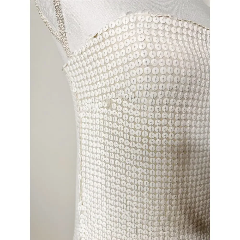 NWT Anthro Forever That Girl Strapless Slim Cream White Midi Dress Sequin Column - Picture 10 of 15